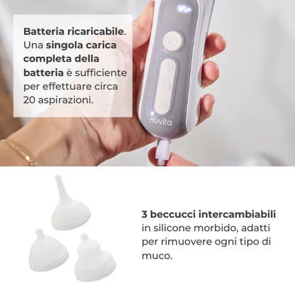 Aspiratore nasale elettrico con batteria ricaricabile - Nuvita